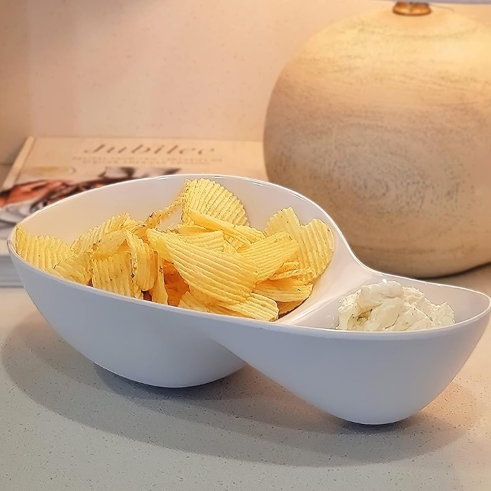 Wovo - 2 Compartment Melamine Chip and Dip Serving Bowl